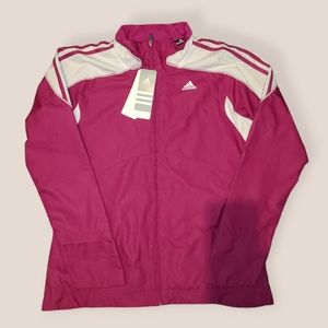 Adidas Maroon and White Zippered Windbreaker Warm-Up Jacket